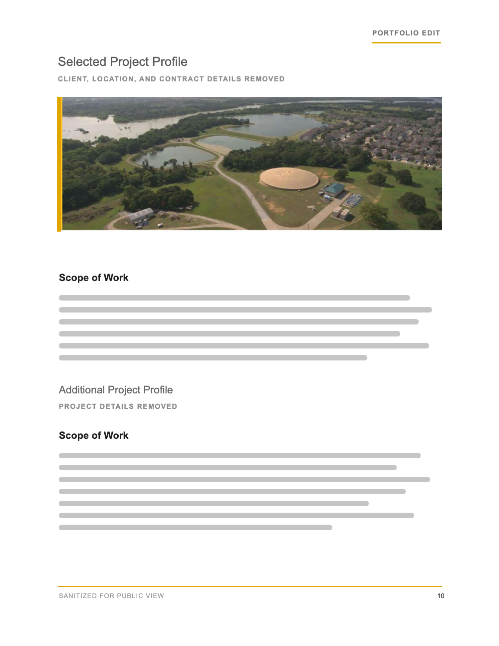Qualifications project profile with confidential details removed